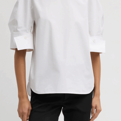 Tibi Compact Eco Poplin Reverse Sleeve Top - Image 2