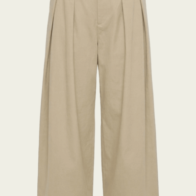 Tibi Luxe Spring Twill Tucked Pleated Wide Leg Trouser - Image 1