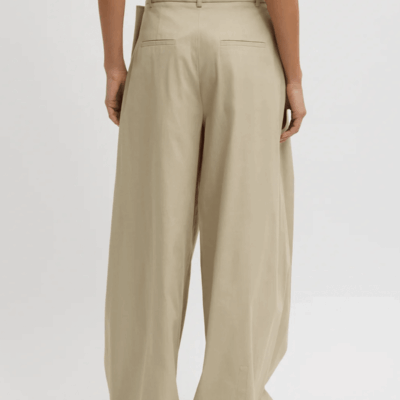 Tibi Luxe Spring Twill Tucked Pleated Wide Leg Trouser - Image 3
