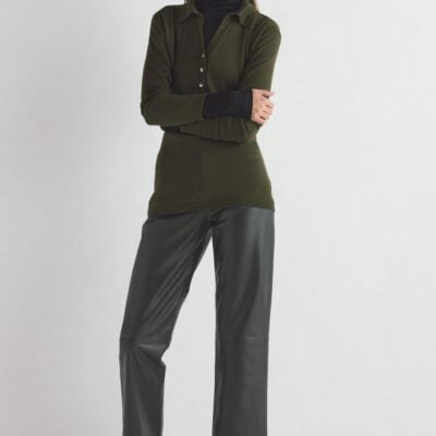 TOVE Yeal Leather Trouser Khaki - Image 1