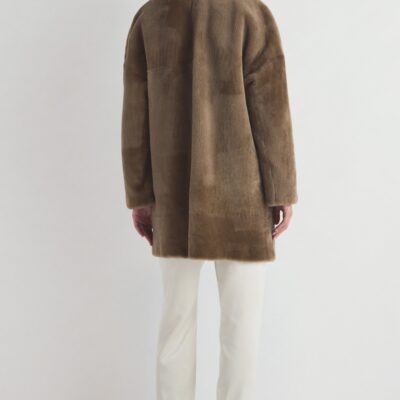 TOVE Roisin Shearling Coat Taupe - Image 2