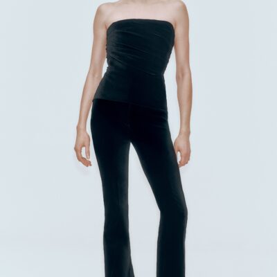 TOVE Izel Velvet Bandeau Top Red - Image 2