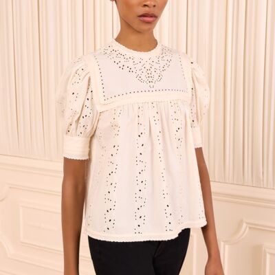 Ulla Johnson Una Short Sleeve Cotton Top - Image 1