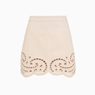 Ulla Johnson The Cadiz Eyelet Denim Skirt - Image 1