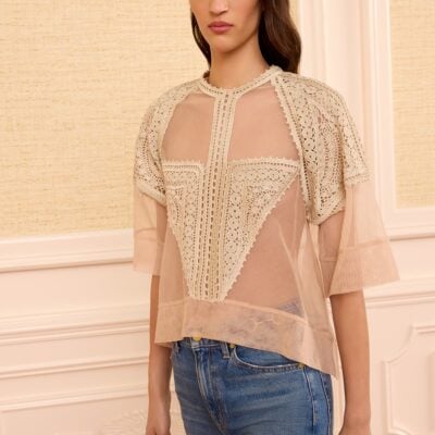 Ulla Johnson Tess Crochet & Tulle Top - Image 1