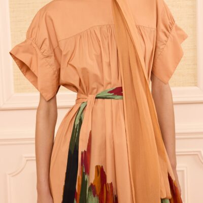 Ulla Johnson Studio Cotton Dress with Chiffon Tie - Image 2