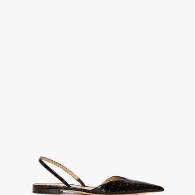 Victoria Beckham Victoria Angle Halter Back Flat Croc Embossed Leather - Image 2
