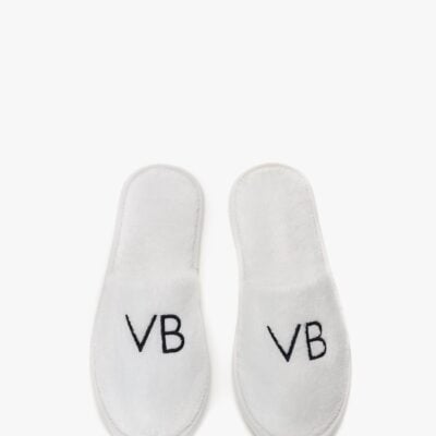 Victoria Beckham VB Embroidered Towelling Slippers - Image 1