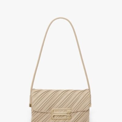 Victoria Beckham Soft Dorian Bag In Sand Pleated Leather - Image 1