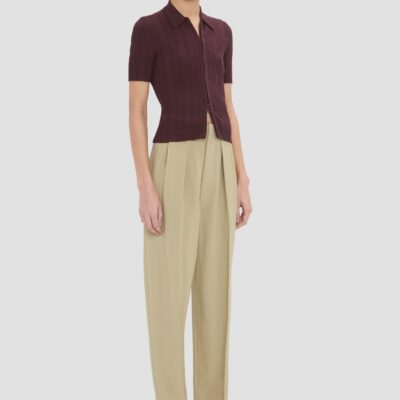 Victoria Beckham Ribbed Polo Top - Image 2