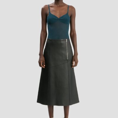Victoria Beckham Panelled Leather Midi Skirt - Image 1
