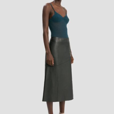 Victoria Beckham Panelled Leather Midi Skirt - Image 2