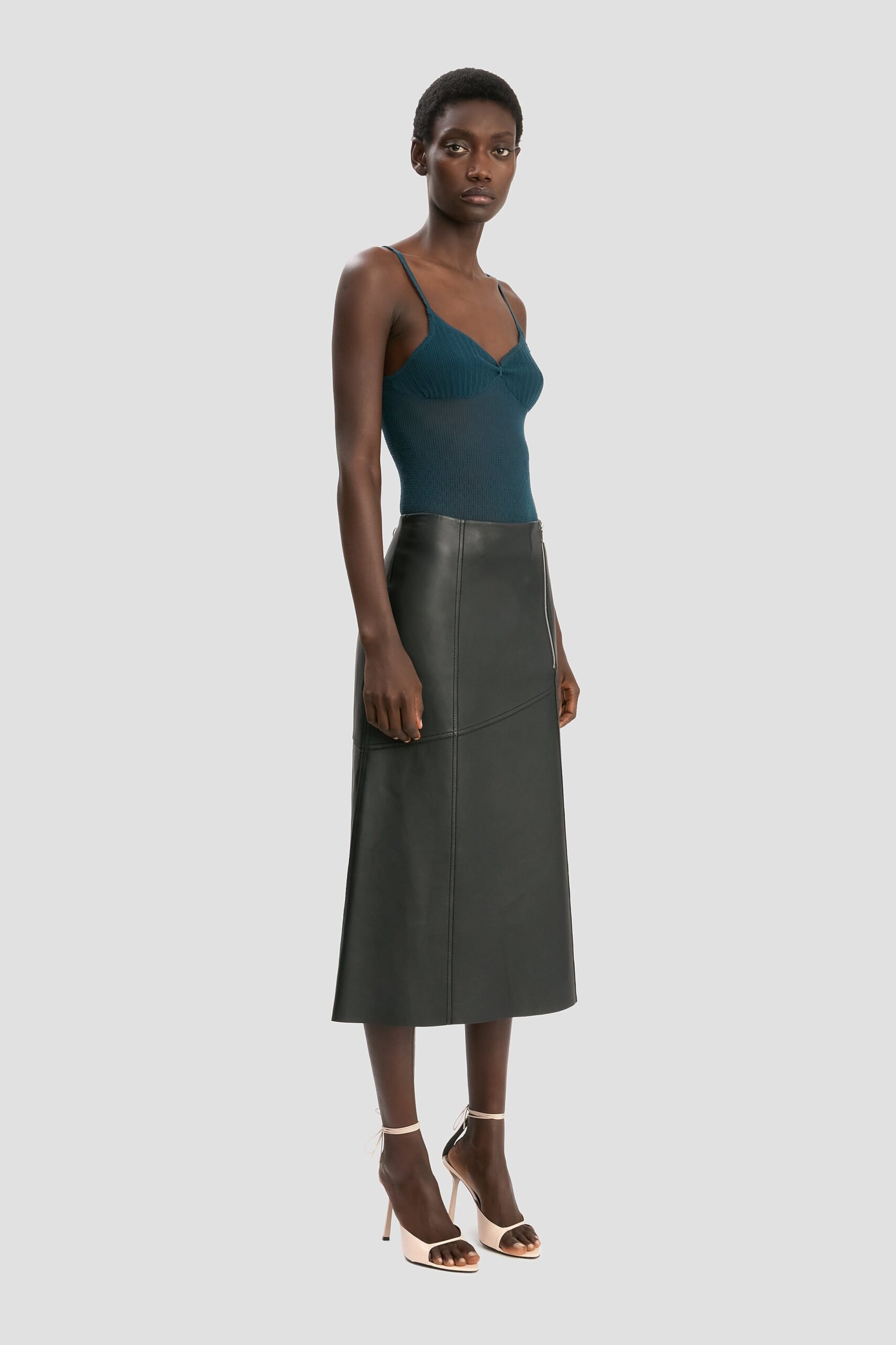 Victoria Beckham Panelled Leather Midi Skirt - Image 2