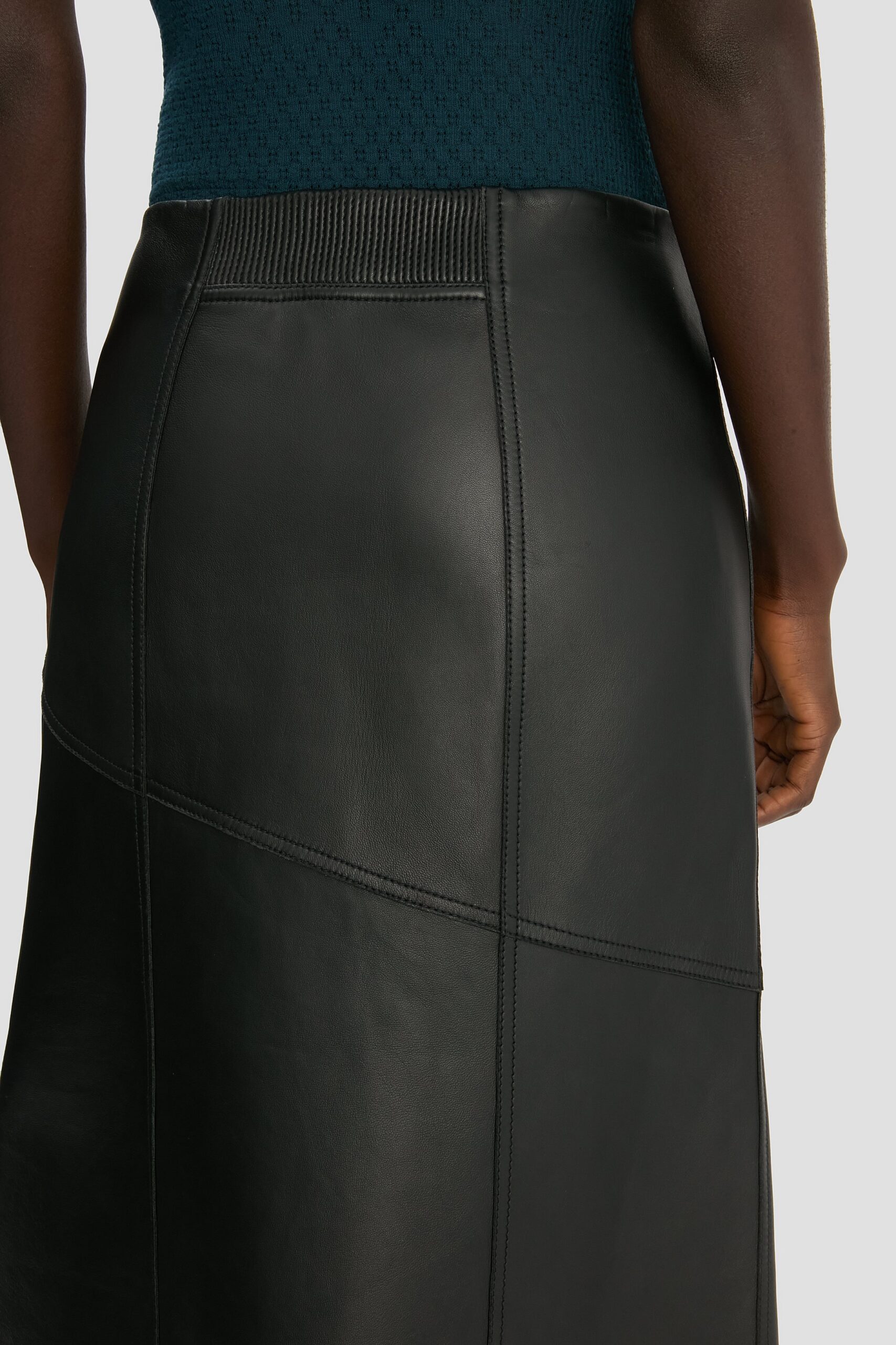 Victoria Beckham Panelled Leather Midi Skirt - Image 3