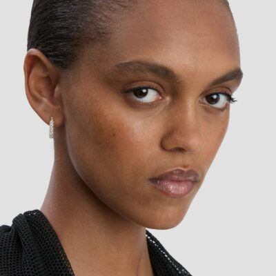 Victoria Beckham Medium Pavé Crystal Hoop Earrings - Image 2