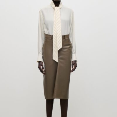 Victoria Beckham Kick Detail Leather Skirt - Image 1