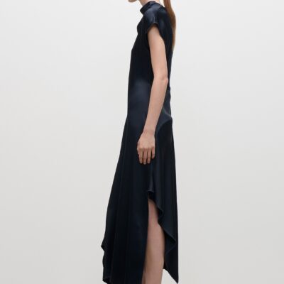 Victoria Beckham High Neck Draped Midi Dress - Image 2
