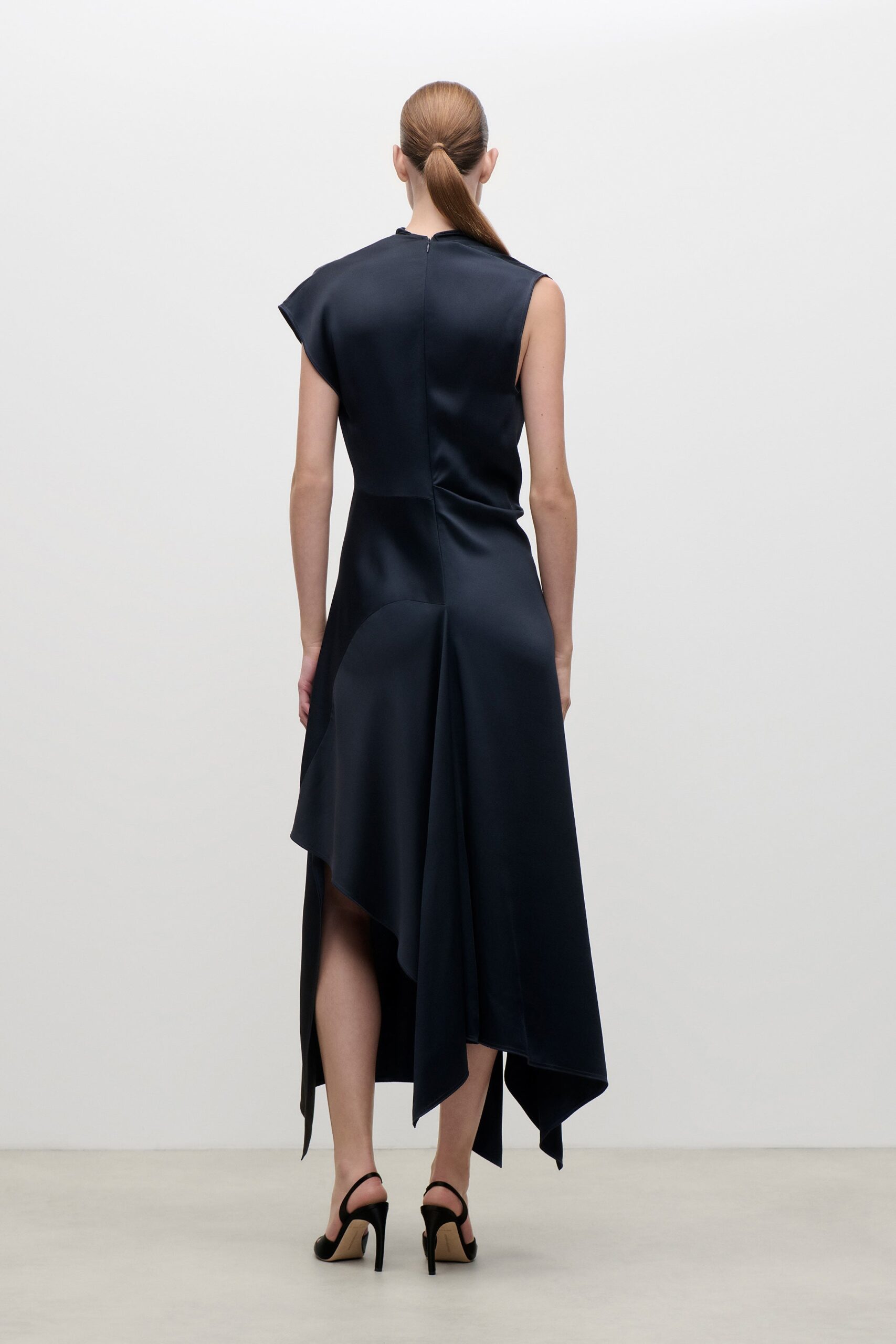 Victoria Beckham High Neck Draped Midi Dress - Image 3