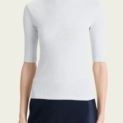 Vince. Ribbed Pima Cotton Elbow-Sleeve T-Shirt - Image 1