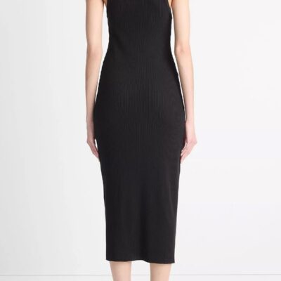 Vince. Cotton-Blend Ribbed High-Neck Tank Dress - Image 2