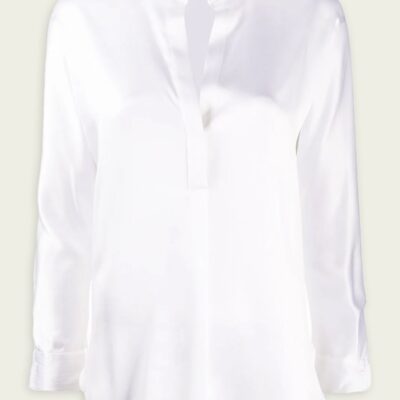 Vince. Silk Satin Band-Collar Blouse - Image 1