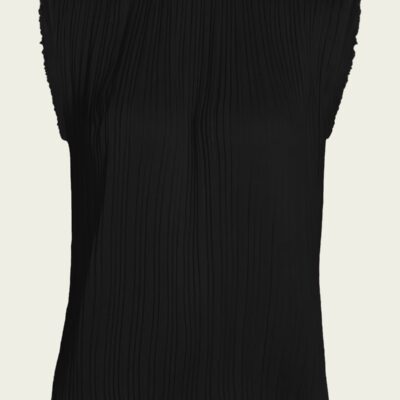 Vince. Pleated Satin Crew Neck Shell - Image 1
