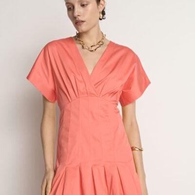 Veronika Maine Stretch Cotton Pleat Midi Dress - Image 2