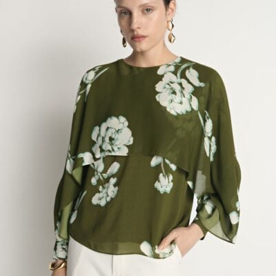 Veronika Maine Stamp Floral Georgette Blouse - Image 2