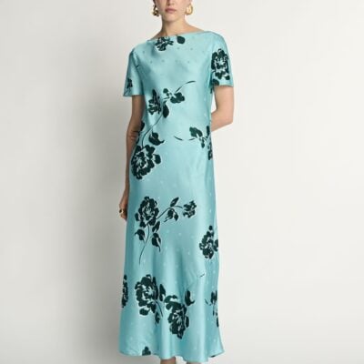Veronika Maine Stamp Floral Bias Dress - Image 1