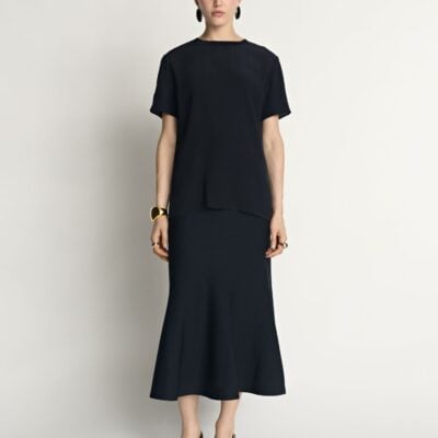 Veronika Maine Silk Rib Neck Top - Image 1