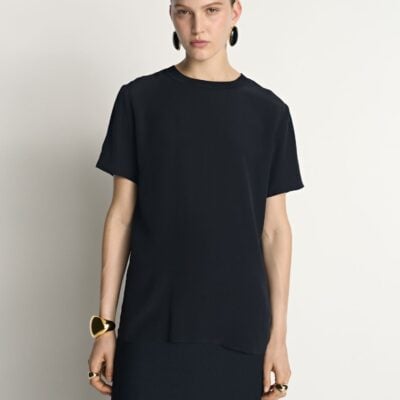 Veronika Maine Silk Rib Neck Top - Image 2