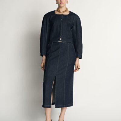 Veronika Maine Rounded Sleeve Denim Jacket - Image 1