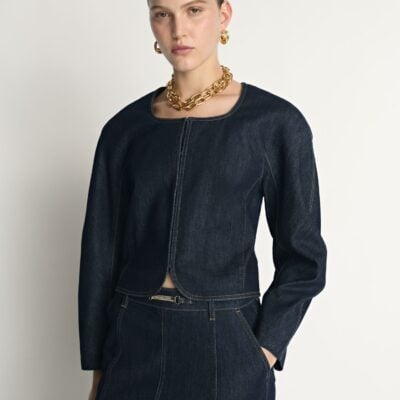 Veronika Maine Rounded Sleeve Denim Jacket - Image 2