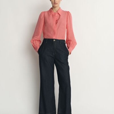 Veronika Maine Linen Blend Collared Blouse - Image 1