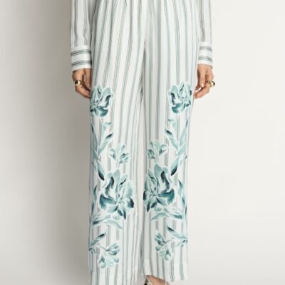 Veronika Maine Floral Pinstripe Wide Leg Pant - Image 2