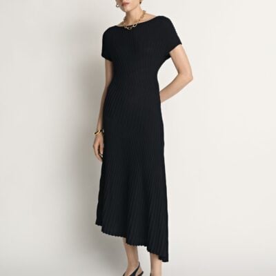 Veronika Maine Engineered Ribbed Knit Dress - Image 1