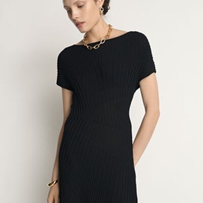 Veronika Maine Engineered Ribbed Knit Dress - Image 2
