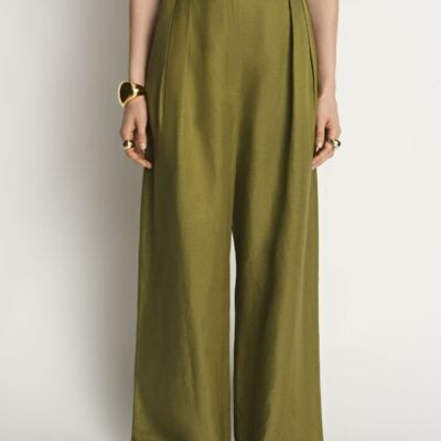 Veronika Maine Drapey Viscose Linen Wide Leg Pant - Image 2