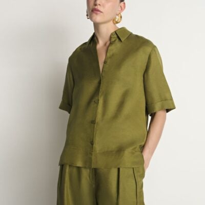 Veronika Maine Drapey Viscose Linen Shirt - Image 2
