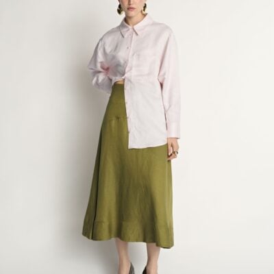 Veronika Maine Drapey Viscose Linen Relaxed Shirt - Image 1