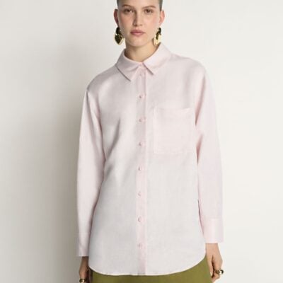 Veronika Maine Drapey Viscose Linen Relaxed Shirt - Image 2