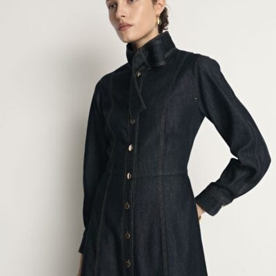 Veronika Maine Denim Tie Neck Shirtdress - Image 2
