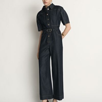 Veronika Maine Denim Belted Jumpsuit - Image 1