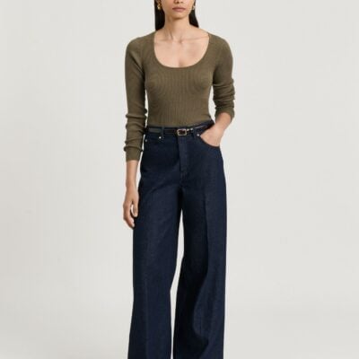 Veronika Maine Dark Indigo Wide Leg Jean - Image 2