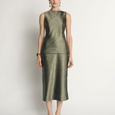 Veronika Maine Crinkle Satin Skirt - Image 1