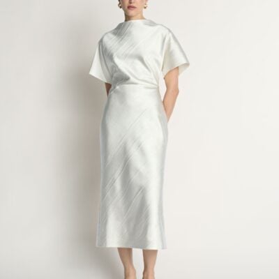 Veronika Maine Crinkle Satin Midi Dress - Image 1
