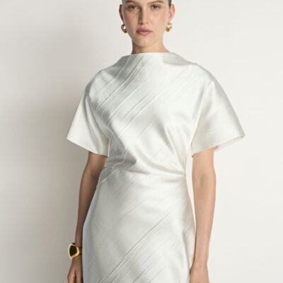 Veronika Maine Crinkle Satin Midi Dress - Image 2
