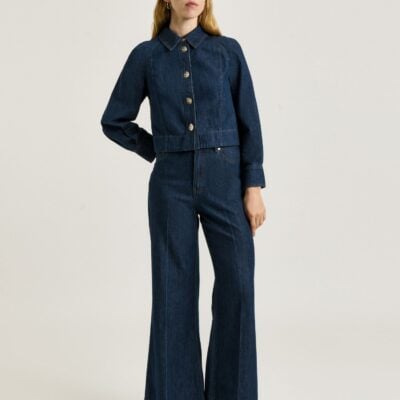 Veronika Maine Cotton Tencel Denim Flared Jean - Image 1