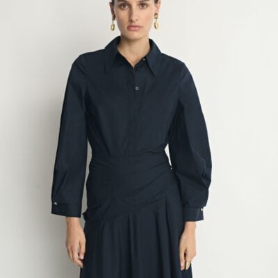 Veronika Maine Cotton Gathered Midi Dress - Image 2