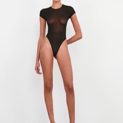 WARDROBE.NYC Sheer Cap Sleeve Bodysuit - Image 2